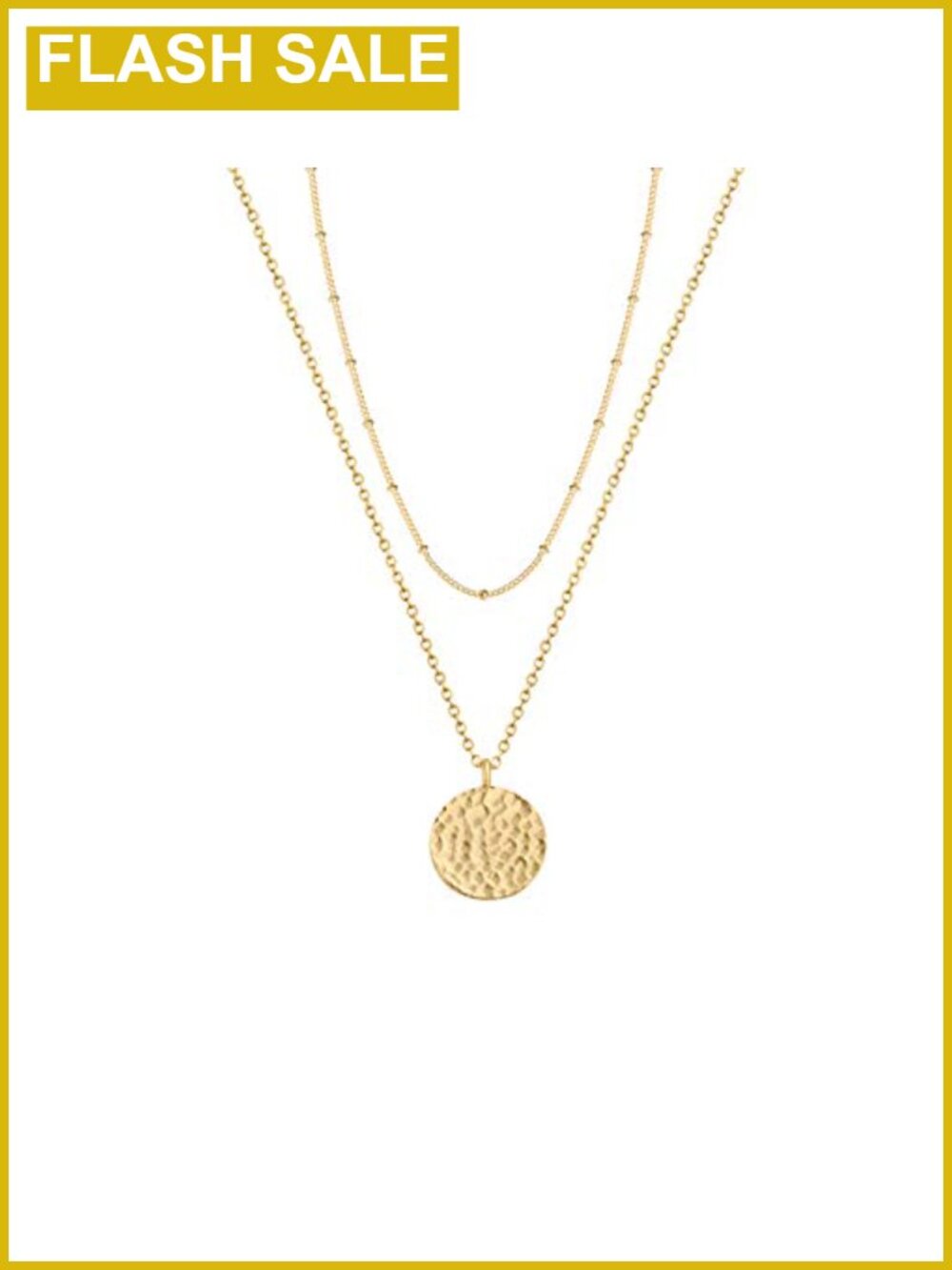 Fettero 14K Gold Plated Layered Coin Pendant Necklace Set